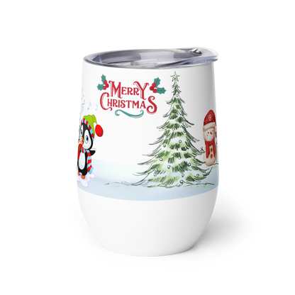 Wine Tumbler 12oz | Merry Christmas Holiday Themed